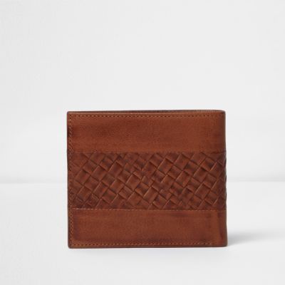 Tan brown lattice textured wallet